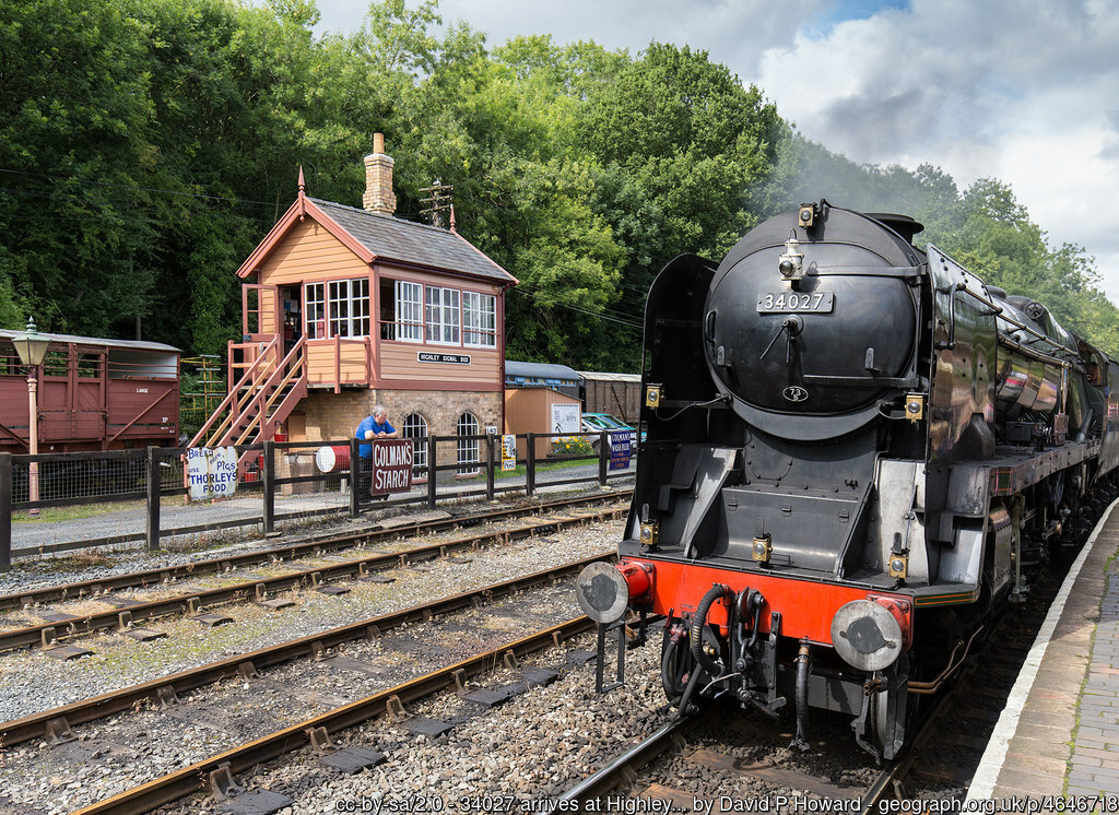 34027 arrives at Highley Station