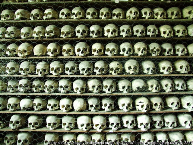 Ossuary, in the crypt of St Leonard, Hythe